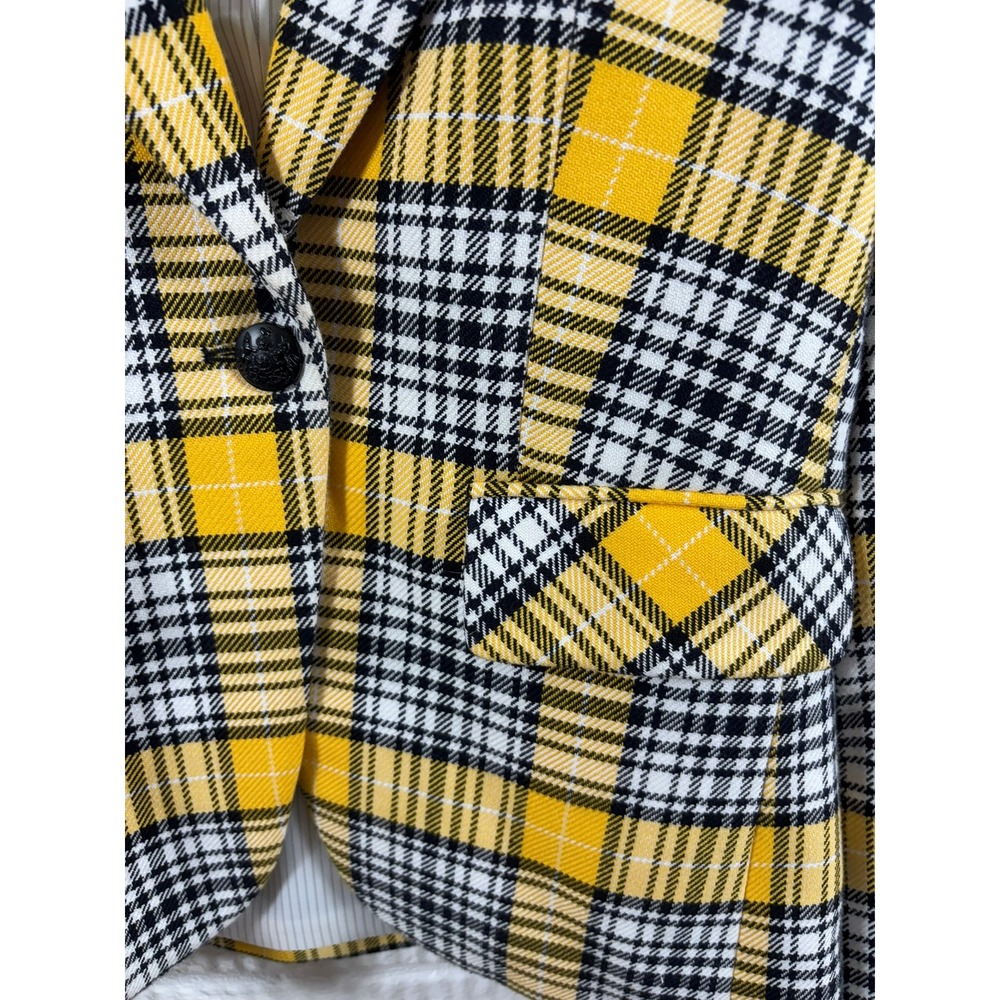 Veronica Beard Cutaway Yellow Plaid Dickey Jacket 4 - Picture 5 of 5